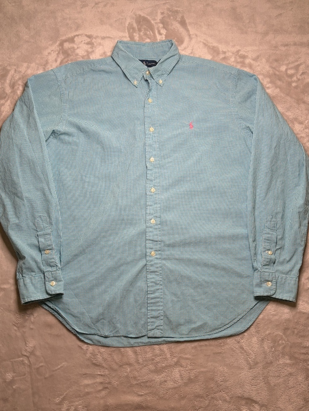Vtg Ralph Lauren Button Down Shirt Mens XL Classic Fit Blue Gingham Preppy